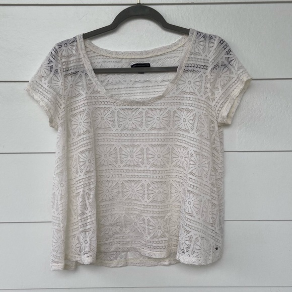 American Eagle Outfitters Tops - American Eagle White Lace Medium Top